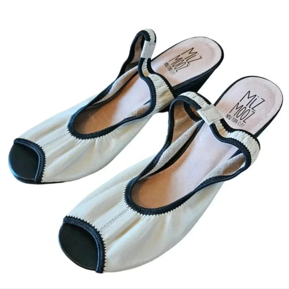 Miz Mooz Dory Leather Slingback Platform Wedge Open Toe Tan Sandal Shoes Size 9.